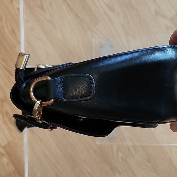 Structured FAUX Black Leather Crossbody Bag, EUC - Picture 9 of 15